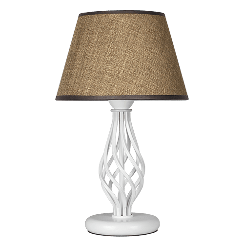 CITY LUX НАСТОЛНА ЛАМПА АТЛАС БЯЛ, АБАЖУР САМИ КАФЯВ, 1XE27