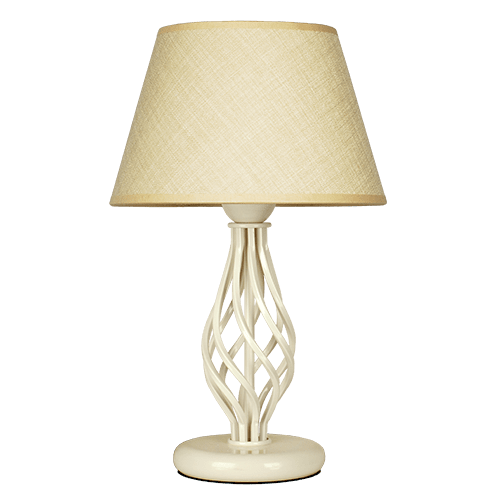 CITY LUX НАСТОЛНА ЛАМПА АТЛАС КРЕМ, АБАЖУР САМИ ЕКРЮ, 1XE27