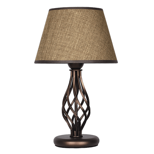 CITY LUX НАСТОЛНА ЛАМПА АТЛАС ПАТИНА, АБАЖУР САМИ КАФЯВ, 1XE27