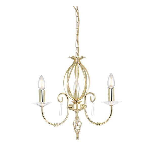 ELSTEAD AEGEAN 3 LIGHT CHANDELIER - POLISHED BRASS