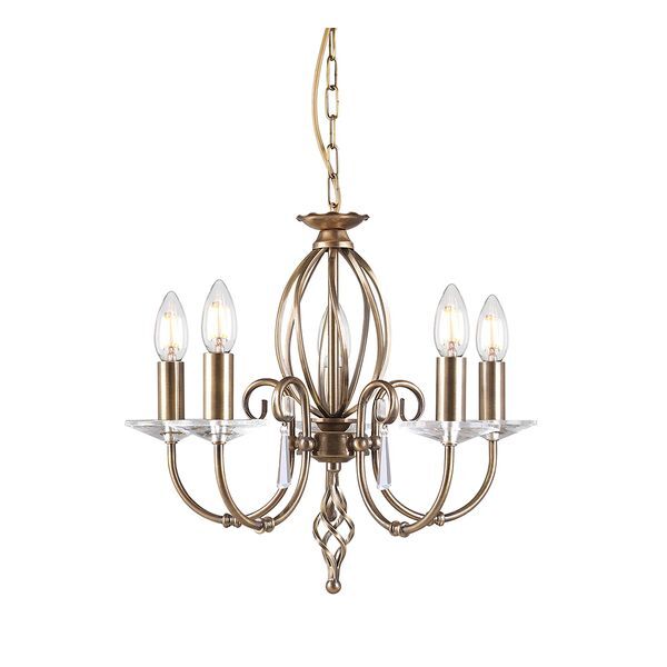 ELSTEAD AEGEAN 5 LIGHT CHANDELIER - AGED BRASS