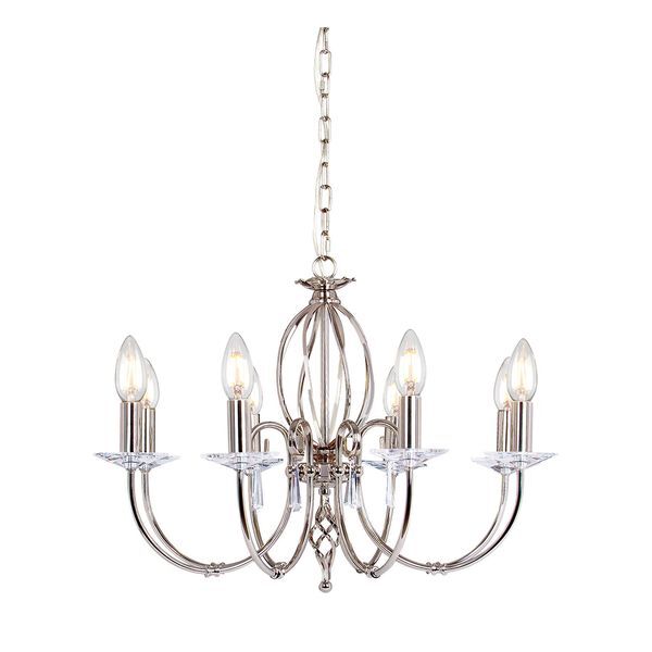 ELSTEAD AEGEAN 8 LIGHT CHANDELIER - POLISHED NICKEL