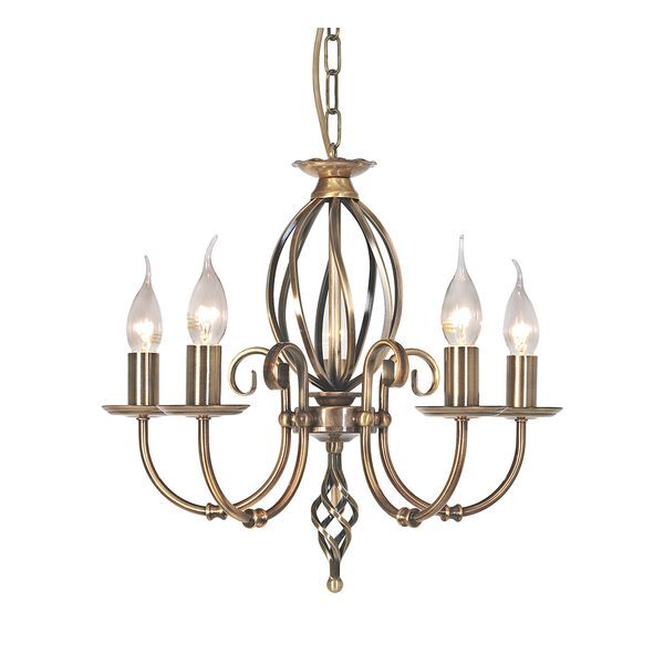 ELSTEAD ARTISAN 5 LIGHT CHANDELIER - AGED BRASS