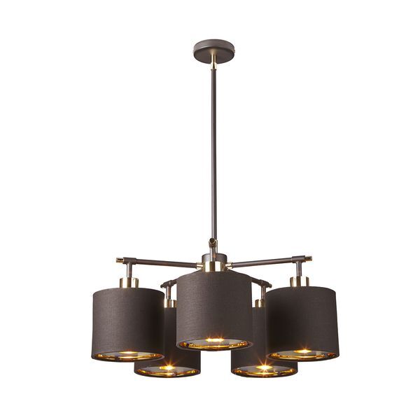 ELSTEAD BALANCE 5 LIGHT CHANDELIER - BROWN AND POLISHED BRASS