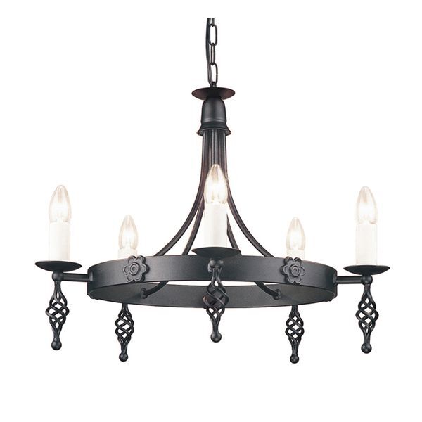 ELSTEAD BELFRY 5 LIGHT CHANDELIER BLACK