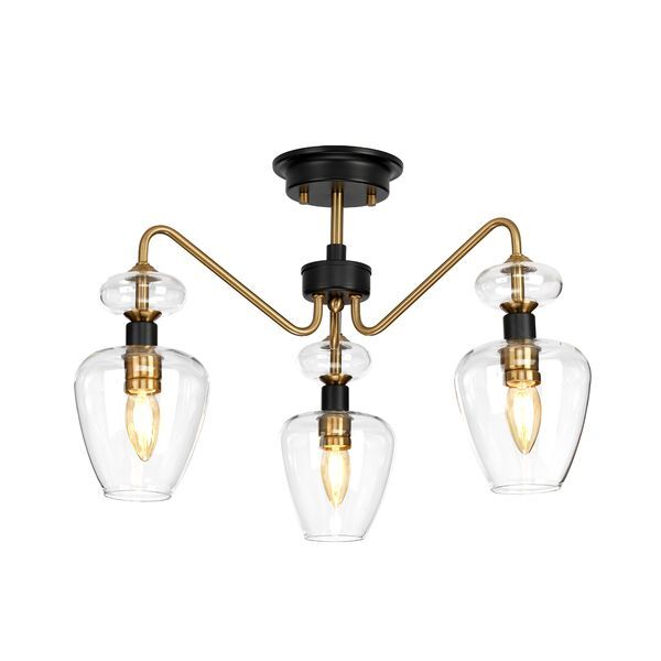 ELSTEAD ARMAND 3 LIGHT SEMI FLUSH - AGED BRASS