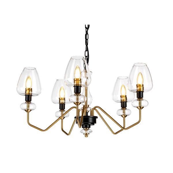 ELSTEAD ARMAND 5 LIGHT CHANDELIER - AGED BRASS