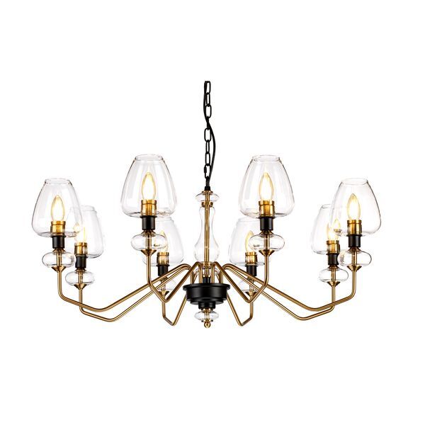 ELSTEAD ARMAND 8 LIGHT CHANDELIER - AGED BRASS