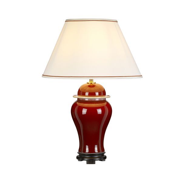 ELSTEAD OXBLOOD TEMPLE JAR 1 LIGHT НАСТОЛНА ЛАМПА WITH TALL EMPIRE SHADE