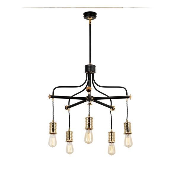 ELSTEAD DOUILLE 5 LIGHT CHANDELIER - BLACK/POLISHED BRASS