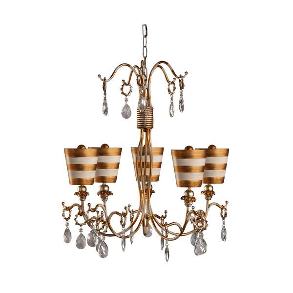 ELSTEAD TIVOLI 5 LIGHT CHANDELIER - GOLD & CREAM PATINA