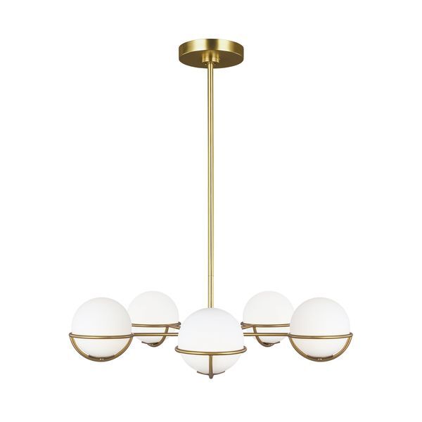 ELSTEAD APOLLO 5 LIGHT CHANDELIER - BURNISHED BRASS