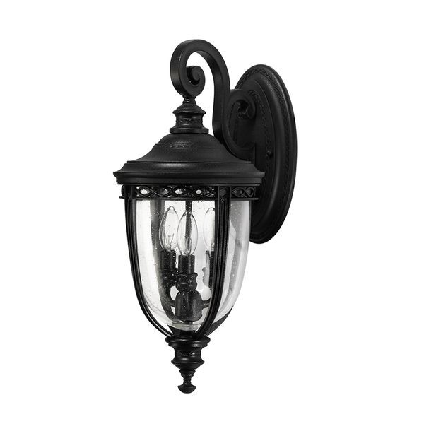 ELSTEAD ENGLISH BRIDLE 3 LIGHT MEDIUM WALL LANTERN - BLACK