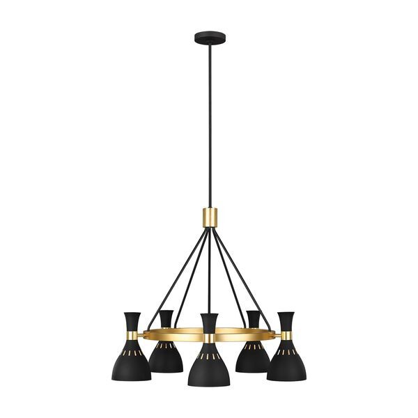 ELSTEAD JOAN 5 LIGHT CHANDELIER - MIDNIGHT BLACK
