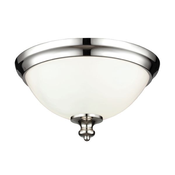 ELSTEAD PARKMAN 2 LIGHT FLUSH MOUNT - POLISHED NICKEL