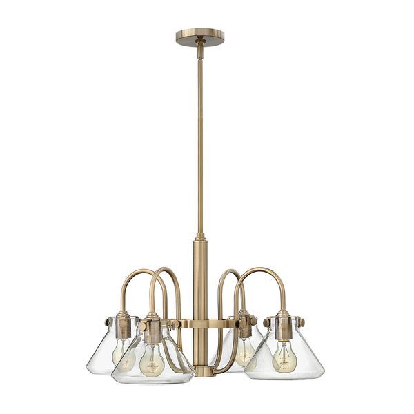 ELSTEAD CONGRESS 4 LIGHT CLEAR GLASS CHANDELIER - BRUSHED CARAMEL