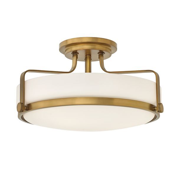 ELSTEAD HARPER MEDIUM SEMI FLUSH - HERITAGE BRASS