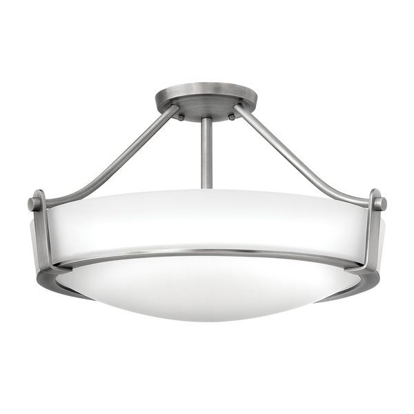 ELSTEAD HATHAWAY 3 LIGHT MEDIUM SEMI-FLUSH - ANTIQUE NICKEL