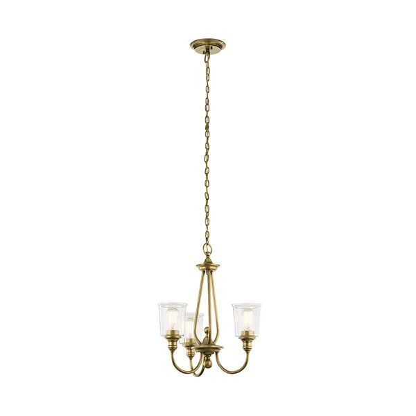 ELSTEAD WAVERLY 3 LIGHT CHANDELIER - NATURAL BRASS