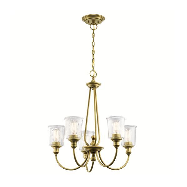 ELSTEAD WAVERLY 5 LIGHT CHANDELIER - NATURAL BRASS