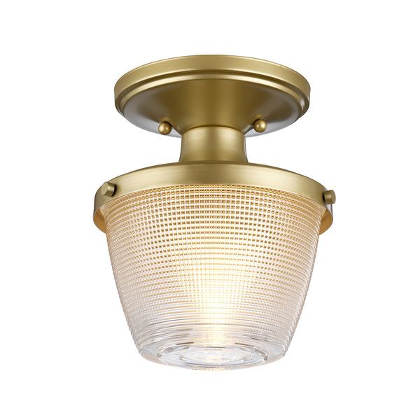 ELSTEAD DUBLIN 1 LIGHT SEMI-FLUSH MOUNT - PAINTED NATURAL BRASS
