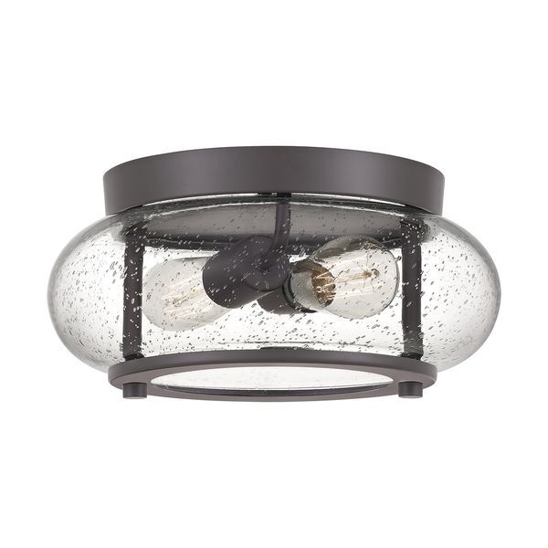 ELSTEAD TRILOGY 2 LIGHT FLUSH MOUNT - OLD BRONZE
