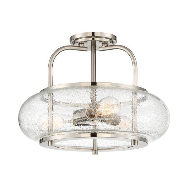 ELSTEAD TRILOGY 3 LIGHT SEMI-FLUSH MOUNT - BRUSHED NICKEL