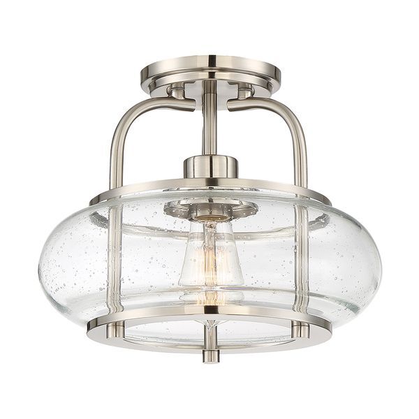 ELSTEAD TRILOGY 1 LIGHT SEMI-FLUSH MOUNT - BRUSHED NICKEL