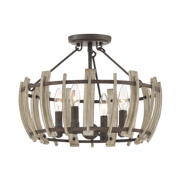 ELSTEAD WOOD HOLLOW 4 LIGHT SEMI-FLUSH