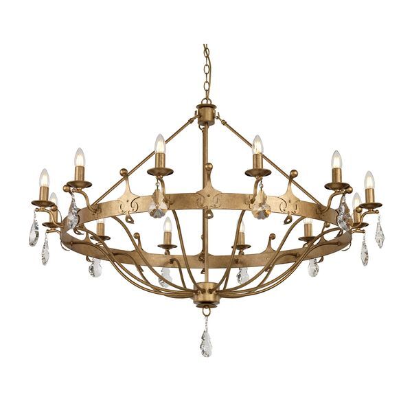 ELSTEAD WINDSOR 12 LIGHT CHANDELIER - GOLD PATINA
