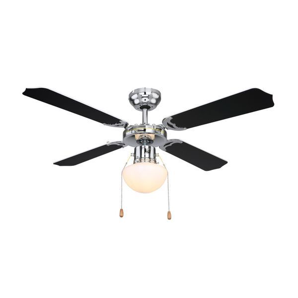 GLOBO 0309CSW CHAMPION CEILING FAN CHROME, MDF BLACK WHITE, 3 SPEEDS, RIGHT-LEFT ROTATION, PULL SWITCH, ENGINE: 50W, A: 1066, H: 415, EXCL. 1XE27 60W 230V