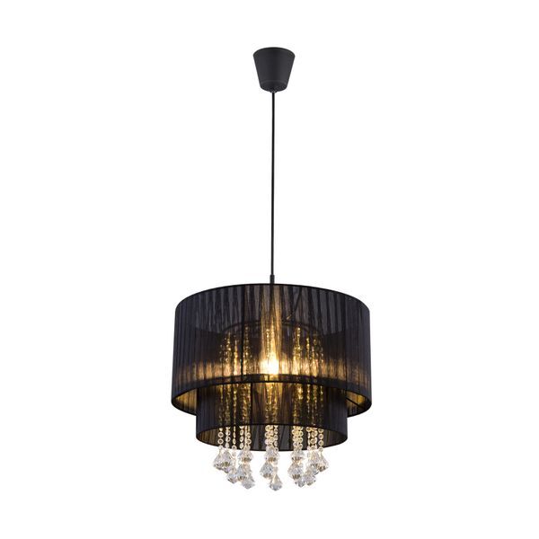 GLOBO 15099N PYRA ПЕНДЕЛ,, BLACK PLASTIC, BLACK YARN, CLEAR PLASTIC CRYSTALS, Ø 400, H: 1400, EXCLUDE 1XE27 60W 230V