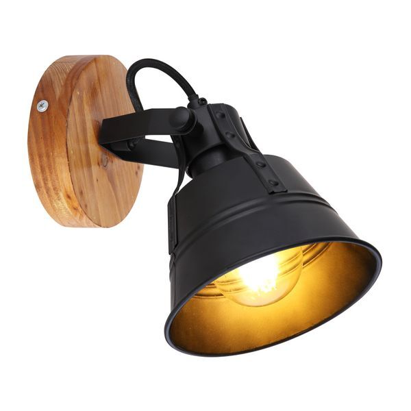 GLOBO 15466S-1 GÜNTHER АПЛИК, WOOD BROWN GOLD PATINATED, METAL BLACK MATT, WOOD IN OAK LOOK, WXH: 140X180, OH: 170, EXCLUDE 1XE27 60W 230V