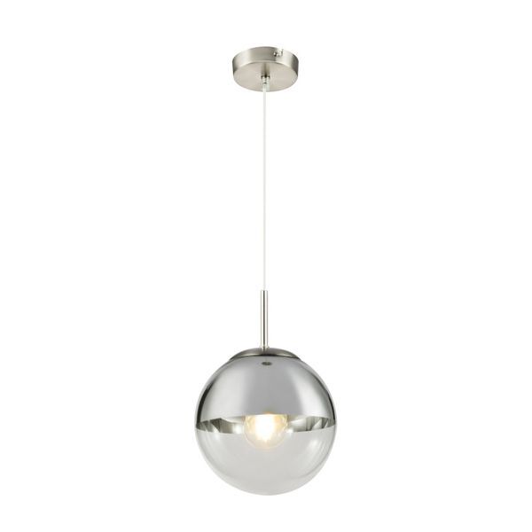 GLOBO 15851 VARUS ПЕНДЕЛ NICKEL MATT, GLASS TRANSPARENT CHROME, A:200, H:1200, EXCL. 1XE27 40W 230V