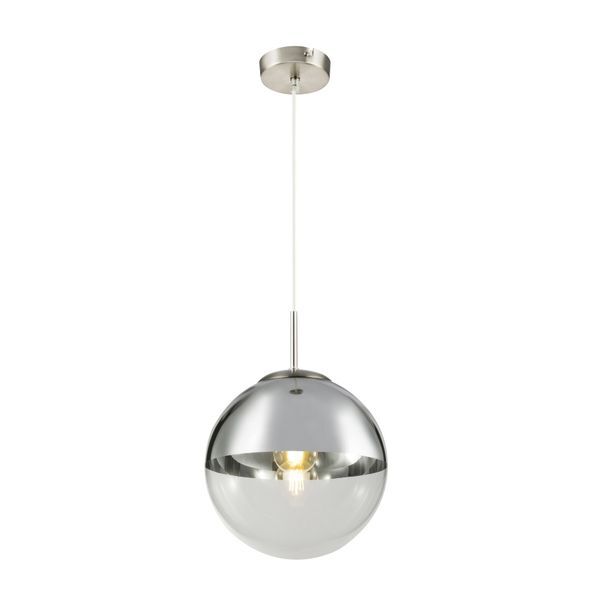 GLOBO 15852 VARUS ПЕНДЕЛ NICKEL MATT, GLASS TRANSPARENT CHROME, A:250, H:1200, EXCL. 1XE27 40W 230V