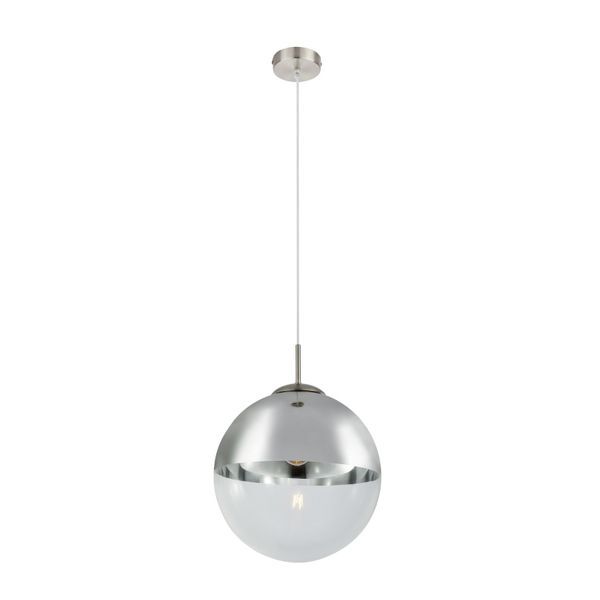 GLOBO 15853 VARUS ПЕНДЕЛ NICKEL MATT, GLASS TRANSPARENT CHROME, A:300, H:1200, EXCL. 1XE27 40W 230V