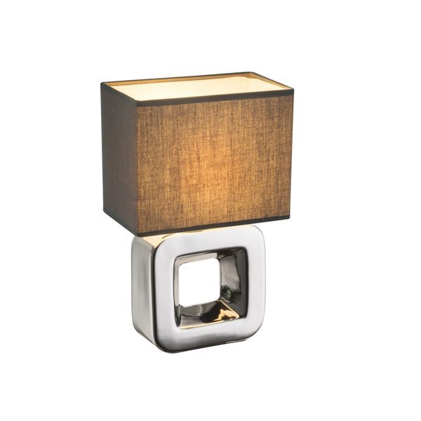 GLOBO 21603 KILAUEA НАСТОЛНА ЛАМПА CERAMICS CHROME, TEXTILE GREY, SWITCH, LXWXH:200X120X320, EXCL. 1XE14 40W 230V
