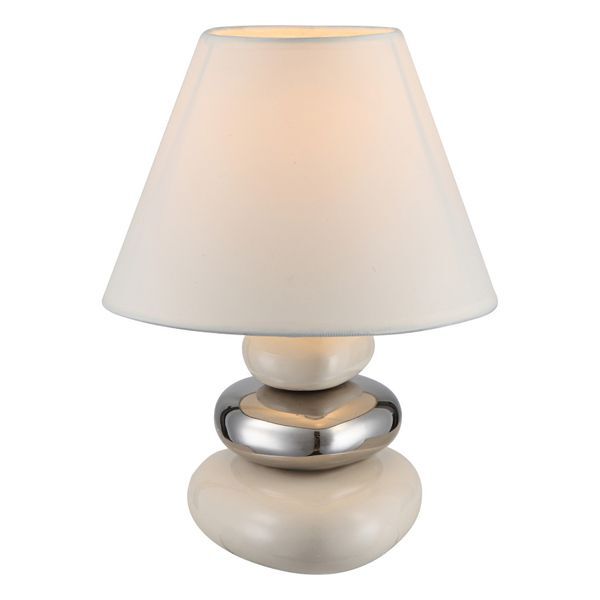GLOBO 21686 TRAVIS НАСТОЛНА ЛАМПА CERAMICS BEIGE CHROME, TEXTILE BEIGE, SWITCH, A:180, H:240, EXCL. 1XE14 40W 230V