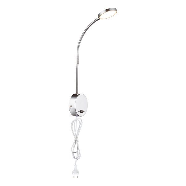 GLOBO 24103W PEGASI АПЛИК ALUMINIUM CHROME, GLASS SATINIZED, SWITCH, LXWXH:300X90X510, INCL. 1XLED 6W 11V, 550LM SOURCE, 450LM OUTPUT, 3000K