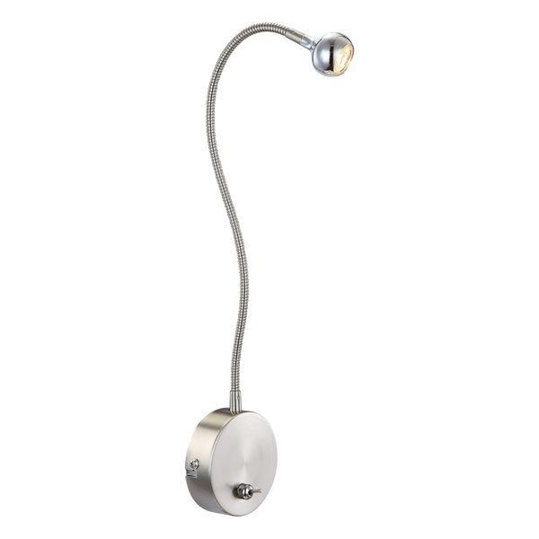 GLOBO 24109W SERPENT АПЛИК NICKEL MATT, CHROME, ACRYLIC, SWITCH, H:520, OH:410, INCL. 1XLED 3W 3,6V, 180LM SOURCE, 150LM OUTPUT, 3000K