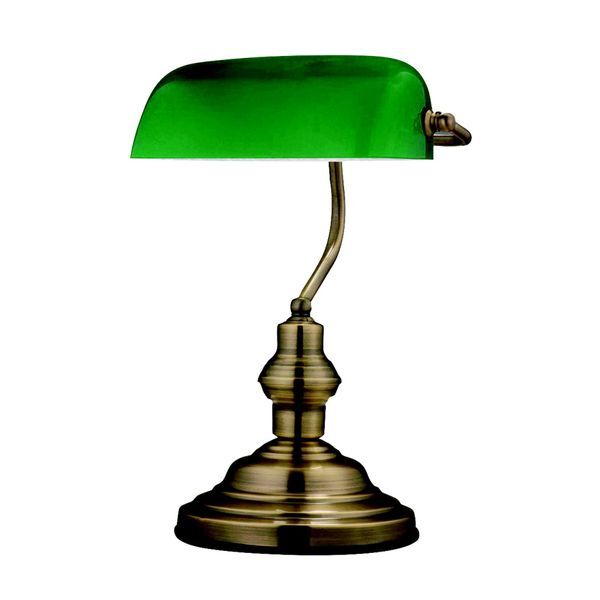 GLOBO 24934 ANTIQUE НАСТОЛНА ЛАМПА ANTIQUE BRASS, GLASS ALABASTER OPTICS WHITE, SWITCH, LXWXH:250X190X360, EXCL. 1XE27 60W 230V