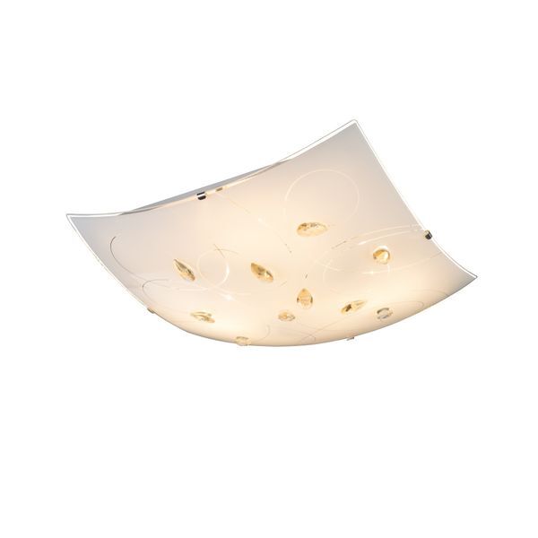 GLOBO 40393-3 TAVEUNI ПЛАФОН CHROME, GLASS SATINIZED, K5 CRYSTALS AMBER, LXWXH:400X400X100, EXCL. 3XE27 ILLU 60W 230V