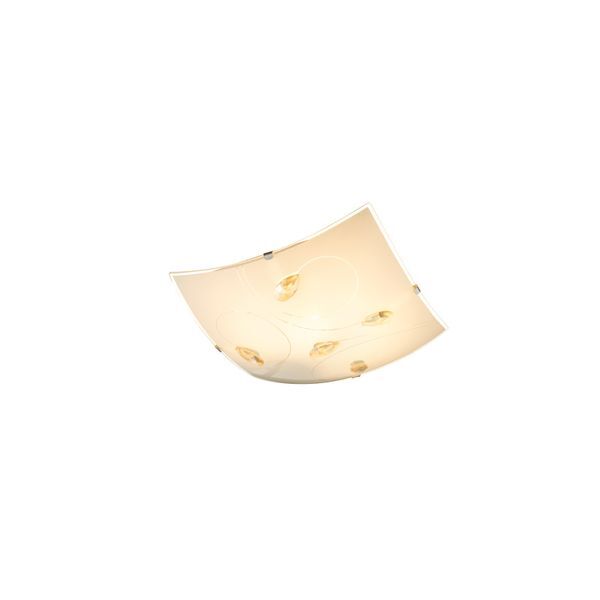 GLOBO 40393 TAVEUNI ПЛАФОН CHROME, GLASS SATINIZED, K5 CRYSTALS AMBER, LXWXH:250X250X80, EXCL. 1XE27 ILLU 60W 230V