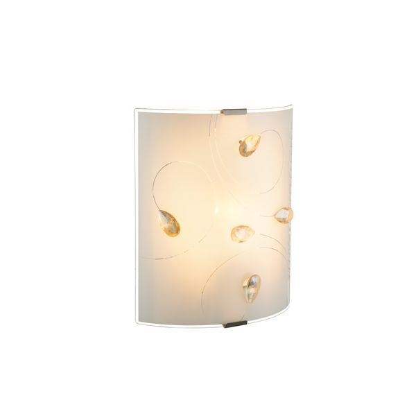 GLOBO 40393W TAVEUNI АПЛИК CHROME, GLASS SATINIZED, K5 CRYSTALS AMBER, WXH:220X260, OH:75, EXCL. 1XE27 ILLU 60W 230V
