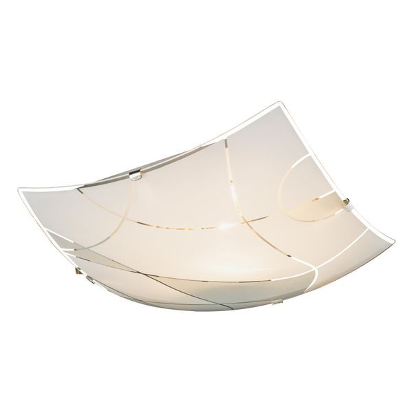 GLOBO 40403-1 PARANJA ПЛАФОН WHITE CHROME, GLASS SATINIZED, LXWXH:250X250X60, EXCL. 1XE27 ILLU 60W 230V