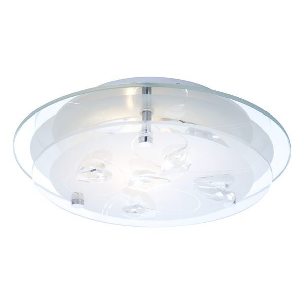 GLOBO 40409 BRENDA ПЛАФОН CHROME, GLASS OPAL, K5 CRYSTALS TRANSLUCENT, A:240, H:85, EXCL. 1XE27 ILLU 60W 230V