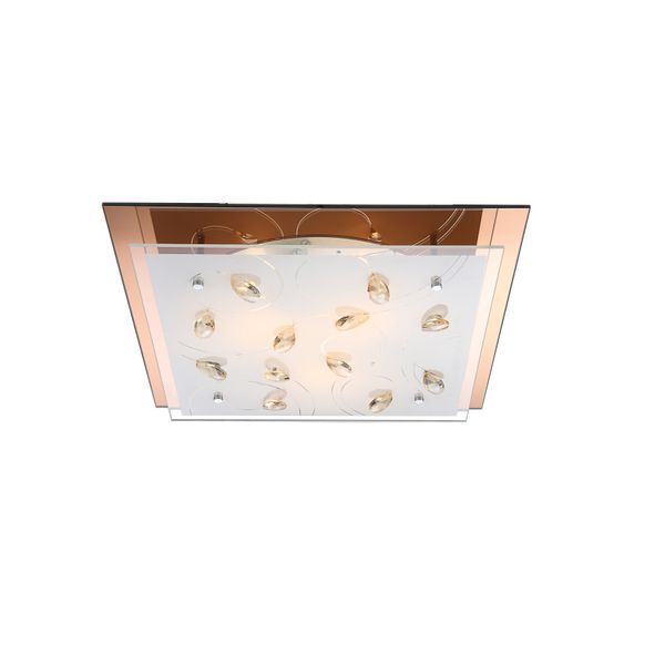 GLOBO 40412-3 AYANA ПЛАФОН AMBER, GLASS OPAL, K5 CRYSTALS CHAMPAGNE, LXWXH:420X420X85, EXCL. 3XE27 ILLU 40W 230V