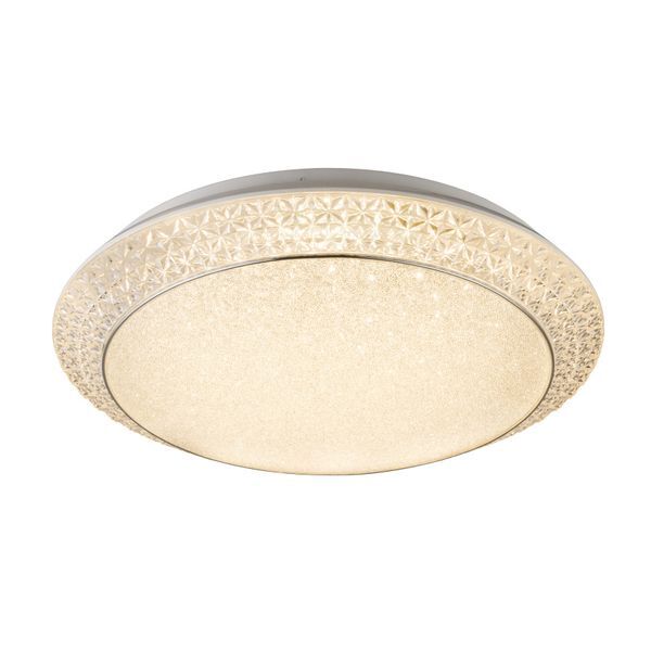GLOBO 41314-40 RONJA ПЛАФОН METAL WHITE, ACRYLIC SATINIZED, PLASTIC CRYSTALS TRANSLUCENT, SUITABLE FOR DIMMING, REMOTE CONTROL, COLOR FIXING, A:510, H:120, INCL. 1XLED 40W 230V 2090LM OUTPUT, CCT 3.000-6.000