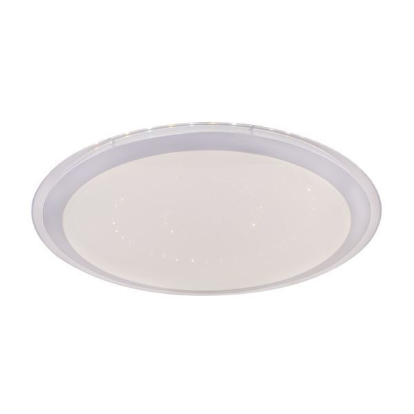 GLOBO 41354-30SH CARRY ПЛАФОН, METAL WHITE SILVER, ACRYLIC OPAL CLEAR, VOICE CONTROL, MOBILE APP., SPARKLE DECOR, DIMMABLE, REMOTE CONTROL, COLOR CHANGER, COLORS FIXABLE, INCL. 2XAAA, Ø530, H:83, 1XLED 30W 230V, 1500LM OUTPUT, 1XRGB LED 5W 230V, CCT 3000-6000