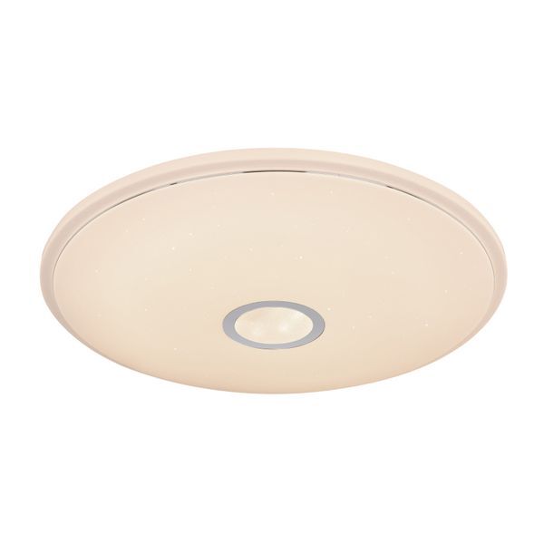 GLOBO 41386-30RGBSH CONNOR ПЛАФОН, METAL WHITE, ACRYLIC OPAL, CHROME RING, SPARKLE DECOR, WITH VOICE CONTROL AND APP, TIMER, DIMMABLE, REMOTE CONTROL, COLOR CHANGER, COLORS FIXABLE, Ø500, H: 65, INCLUDE 1XLED 30W 230V, 3000LM